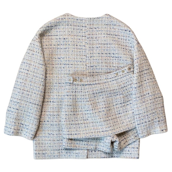 Bundle Blue Tweed Jacket and Mini Skort Skirt Fall Outfit Set Size 2 US Small - Picture 6 of 15